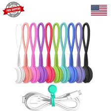 Magnetic Cable Ties 10 PCS Reusable Cable Organizers Earbuds Cords USB Cable ...