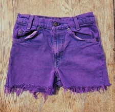 Vintage 1996 Levis 718 Cutoff Shorts 24" Over-dyed Purple Orange Tab Made In USA