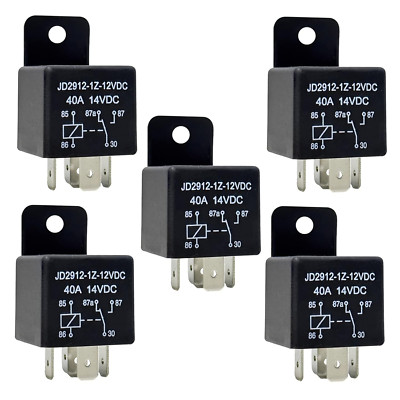 5 Pack Relays 12V 40A, 5 Pin Relay Model JD2912-1Z-12VDC 40amp 14VDC, Automotive