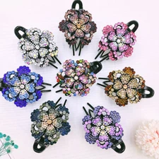 Women Rhinestone Hairpin Flower Crystal Clip Retro Hair Claws Grip Accessori '