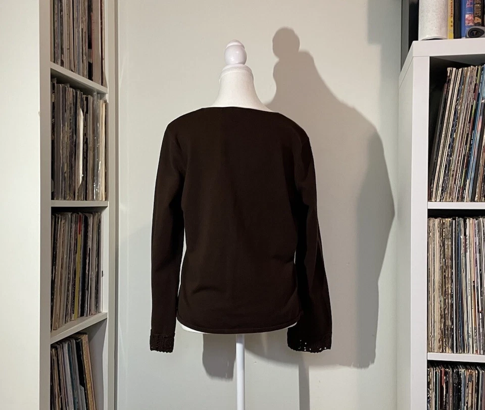 Top Campesino Hippie Detalle Crochet Muesca Marrón Ciervo Blanco Años 90’s De Colección Para Mujer’s L Foto 2 de 4