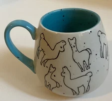 MERITAGE Llama Mug Speckled Blue Interior Hidden Llama 20 oz Rounded MW/DW Safe
