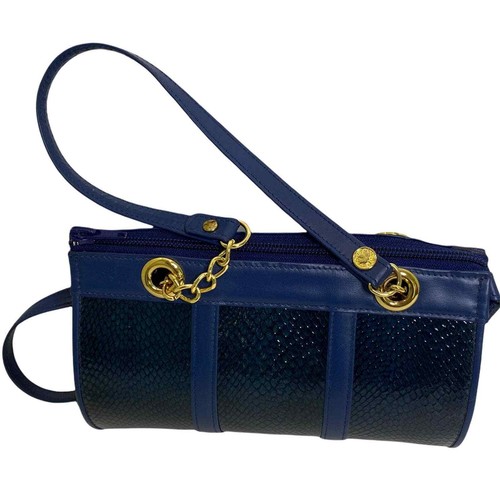 Lachs kanadisches Leder Damen Schultertasche blau klein Vintage Geldbörse Reißverschluss - Bild 2 von 5