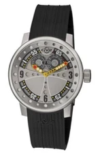 GV2 by Gevril Men's 4041R Swiss Made Powerball Black Rubber Date Wristwatch