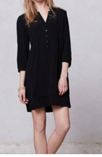 Maeve Taryn Crepe Dress Womens 2 Black Quarter Sleeves