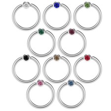 Lippenbändchen BCR Klemmring Helix Tragus Ohr Piercing Juweled Kristall Kugel