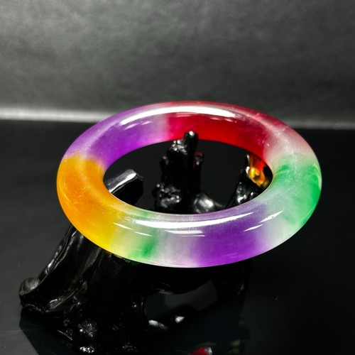 Bracciale Braccialetto Giada Giadeite Multicolore Birmano Alto Ghiaccio Naturale Certificato 60mm - Foto 3 di 4