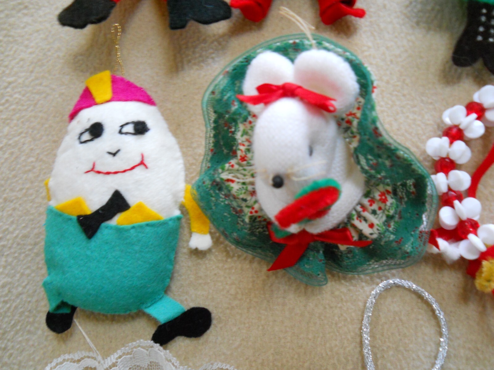 Lot of Vintage Felt & Beaded Hand Crafted Christmas Ornaments eBay