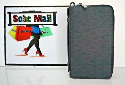 Michael Kors Men's Jet Set Signature Black Double Zip Travel