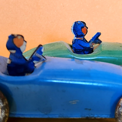Deux Voitures Anciennes Penny Toys Tôle 12cm - Course, Coureur, Belle Patine
