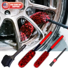 4PCS Car Wheel Brush Rims Tire Seat Engine Wash Cleaning Kit Auto Detailing Tool