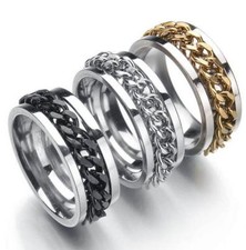 Bulk lots 50pcs Spin Chain Rings 316L Stainless Steel Punk Cool Jewelry Man Gift