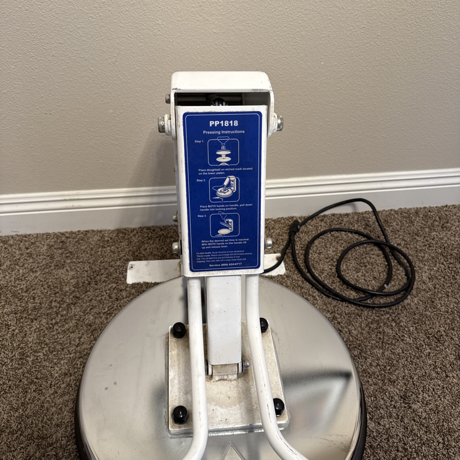 Proluxe DoughPro PP1818 Commercial Pizza Dough Manual Press Tortilla Warmer