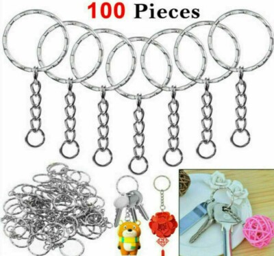 Split Ring Keyrings 200pc 200 Pieces Silver Keyring Blanks – Key Chains With Split Rings & 4-Link Chain, 55mm Total, Alloy Metal Key Ring - Foto 10