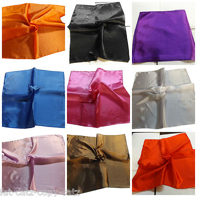 1x kleiner weicher Seidenschal Satin uni kräftige Farben Damenmode 50cmx50cm