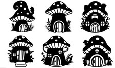 6 Fairy Toadstool Vinyl Decal Stickers For Wine Glass Mugs