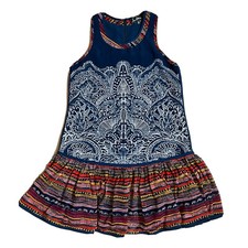 Sam Edelman Sleeveless Boho Flounce Mini Dress Tunic Sz XS Lined Colorful Short