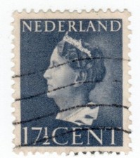 1946-1947 Netherlands - Queen Wilhelmina - 17 1/2 Cent Stamp