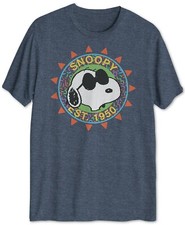  115 Peanuts Men'S Blue Snoopy Graphic Short-Sleeve Crew-Neck Top T-Shirt M