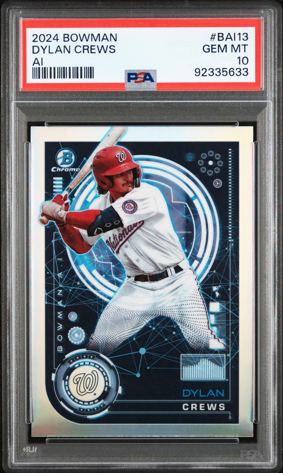 PSA 10 DYLAN CREWS 2024 Bowman Chrome Prospects AI NATIONALS Rookie RC GEM MINT view 2