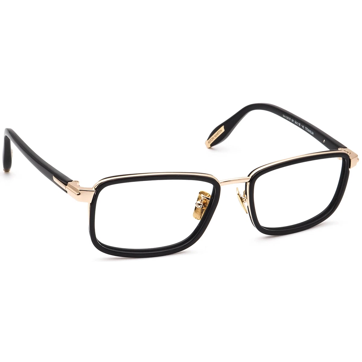 Aston Martin Eyeglasses AM10010 04 Gold Black Rectangular Italy 56 18 145