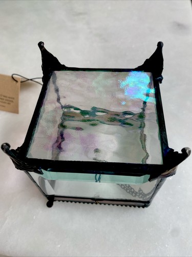 J Devlin Beveled Glass & Metal Handmade Jewelry Gift Box. Letter P Engraved - Picture 7 of 7