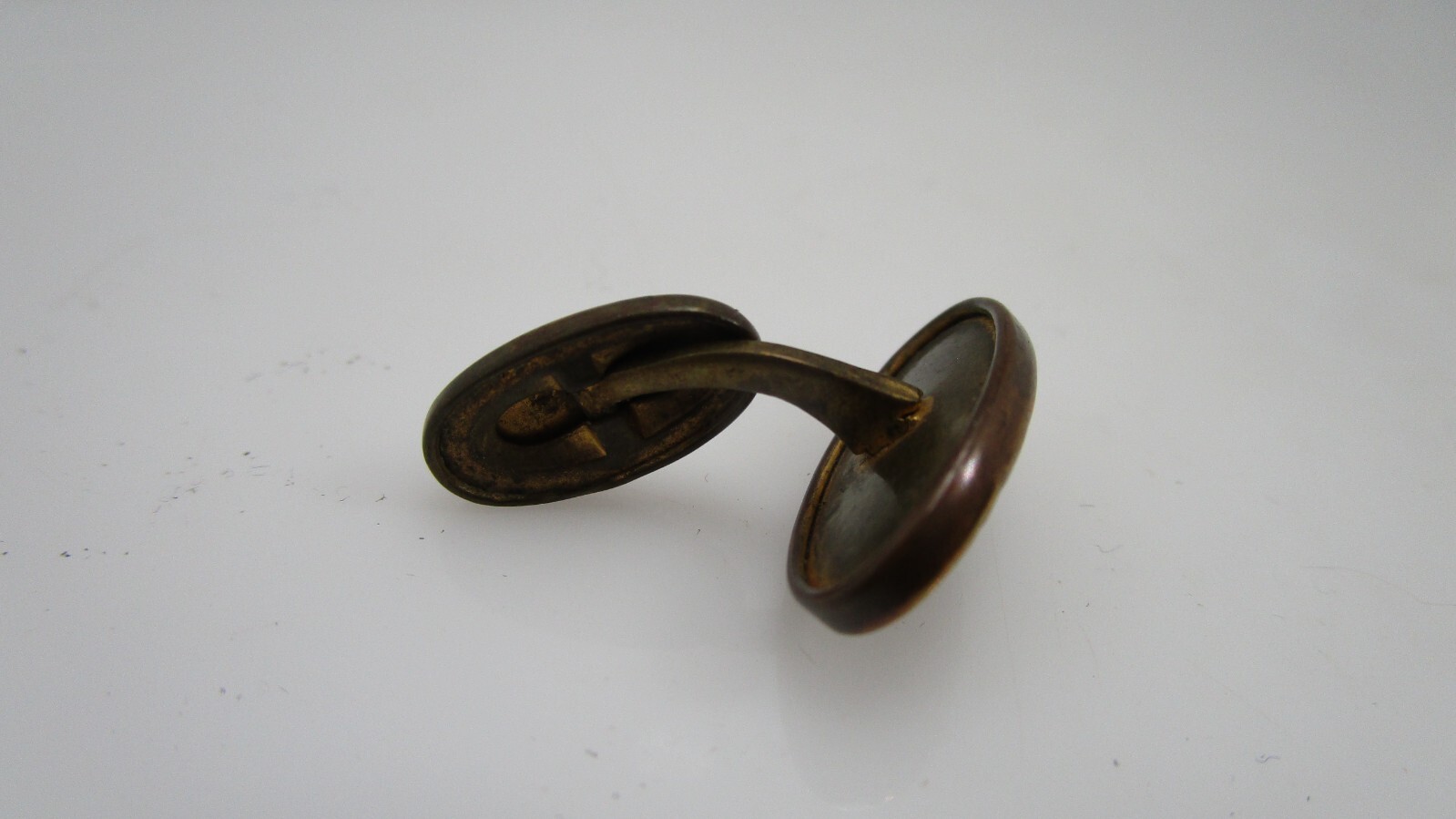 Antique Smokey Crystal Center Repousse  Single Flip Lever Link Cuff  Stud Button