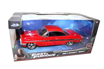 Fast & Furious Jada 1:24 Dom's 1961 Chevy Impala Red Diecast Model