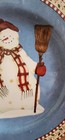 Snowman Salad Plates (pair) 7 1/2" Sakura Debbie Mumm Stoneware White Blue Red ! — photo 4