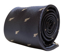 Frederick Thomas Designer Mens Tie - Dark Navy Blue - New Zealand Silver Fern