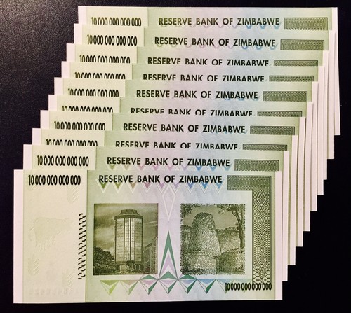 10X PCS AUTHENTIC ZIMBABWE ZIM 10 TRILLION AA 2008 UNC CERTIFICATE COA UV PASSED - 第 5/12 張圖片
