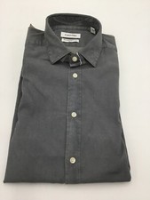 Calvin Klein Men's Regular Fit Dress Shirt, Solid Grey, Medium 15, 34/35