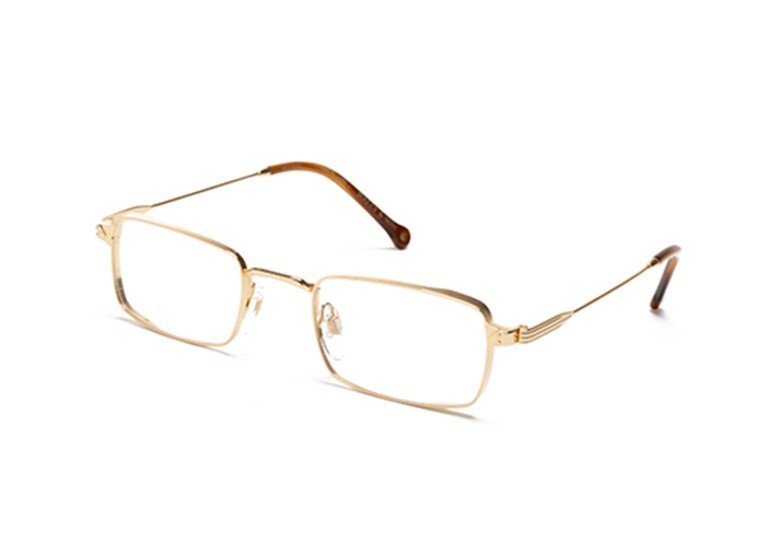 Lunettes rectangulaires Hally & Son dorées monture fine métal pour visage fin