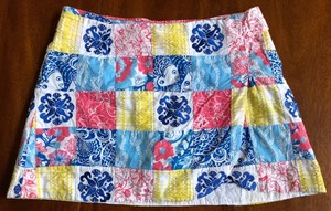 Lilly-Pulitzer-Patchwork-Skort-Size-8-Skirt-Blue-Pink-Yellow-and-White-Prints
