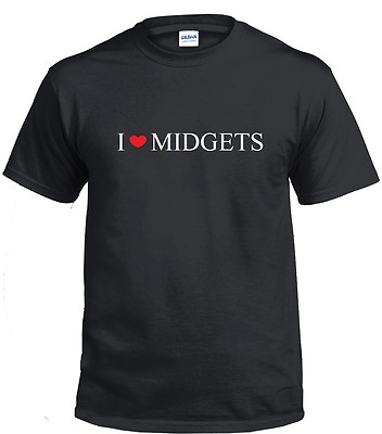 I HEART MIDGETS Short Stature Human Being LOVE T-Shirt Black White Cotton S -5XL
