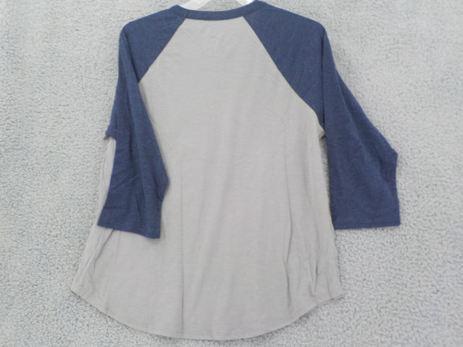 CHASER WOMENS "SOUL" T-SHIRT SZ XXL BASEBALL TEE 3/4 RAGLAN SLEEVE GREY BLUE NWT