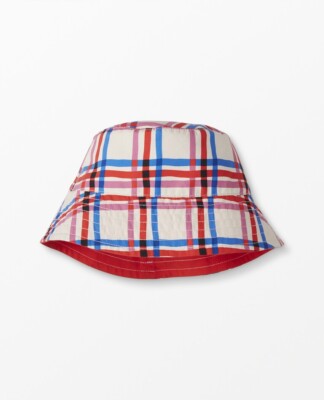 NIB Hanna Andersson Recycled Reversible Bucket Hat Red/Plaid Size Small 1-3  Yrs