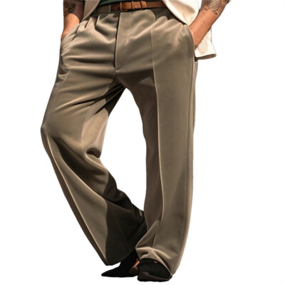 Men's Formal Pants Velvet Straight Leg Comfort Business Daily Vacation Trousers