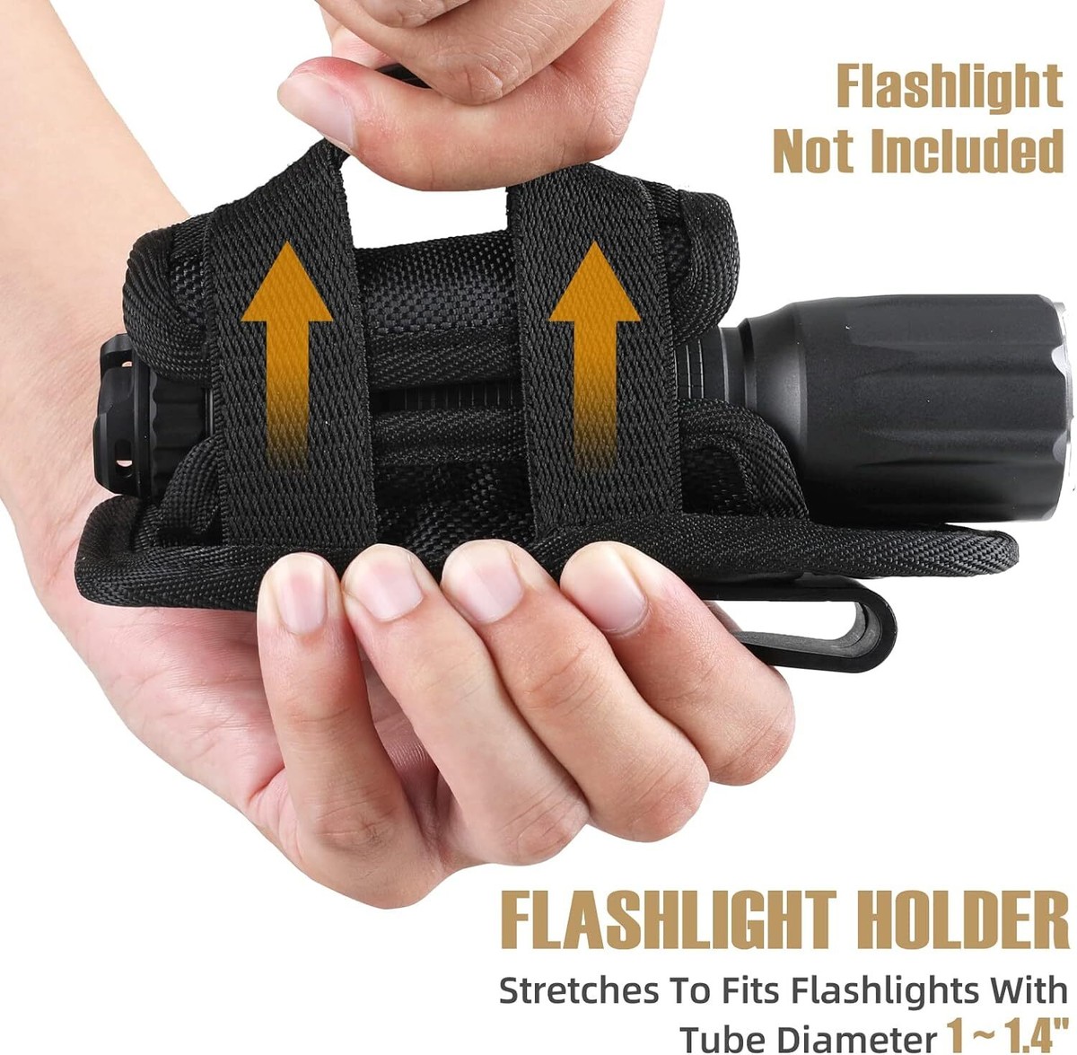 4-Pack Nylon Flashlight Holster For Duty Belts - Universal Fit Pouch For 5.5" Flashlights