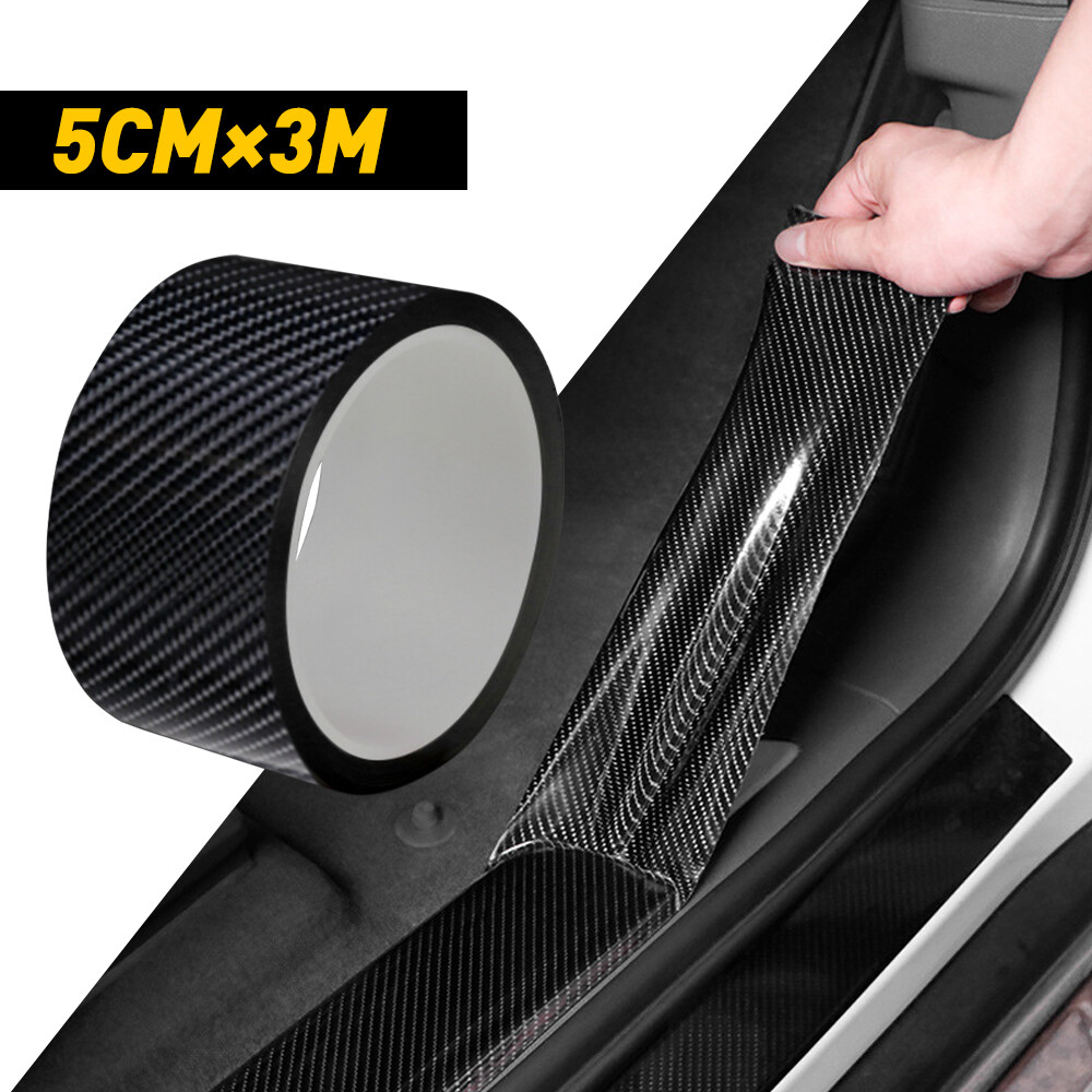 Carbon Fiber Car Door Sill Protector Anti Scratch Scuff Cover Strip