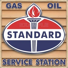 STANDARD OIL GAS SERVICE STATION SIGN REMAKE SQUARE ALUMINUM SIZES UP TO 3' X 3'