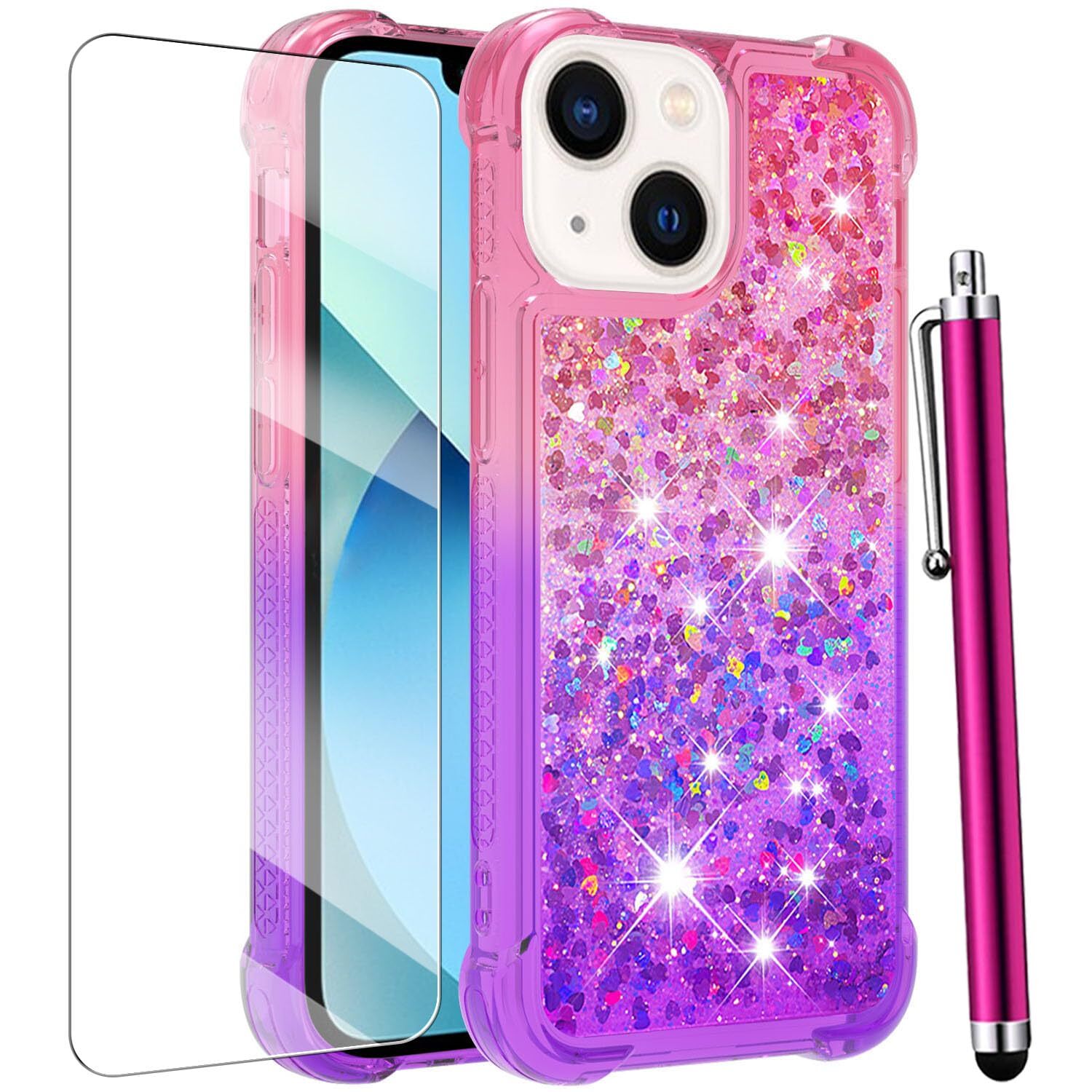 iPhone 15 Case Luxury Liquid Glitter Silicone Soft TPU Shockproof Defender Cover-image