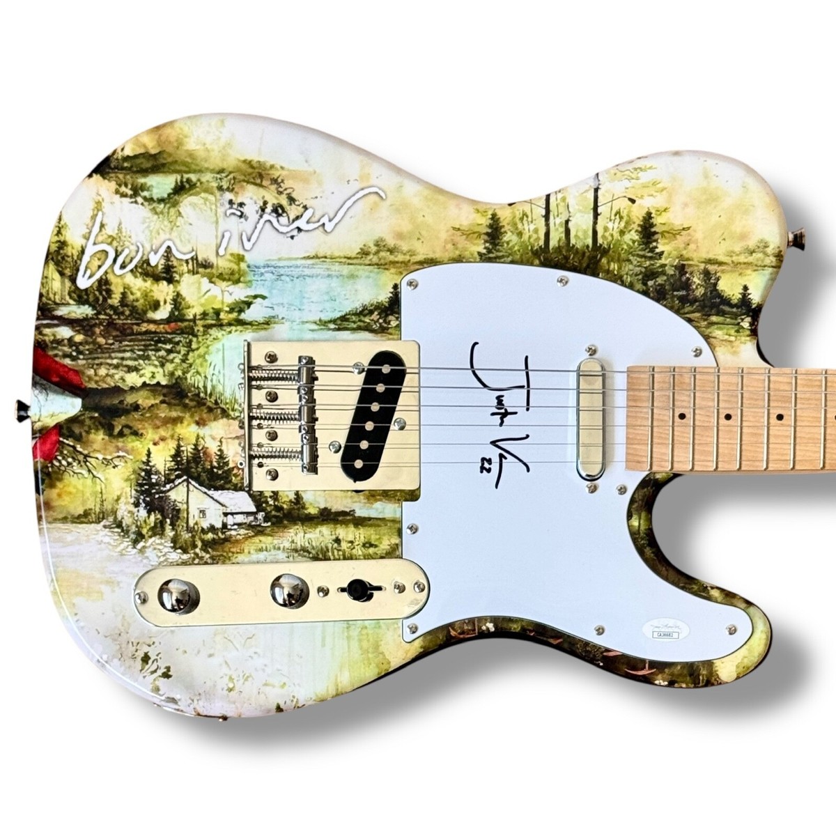 JUSTIN VERNON Signed Guitar Custom Graphics JSA COA BON IVER