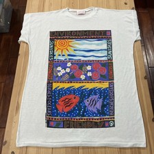 Blossom Nite - T's Night Gown Made USA White Single stitch Nature Fish Flowers