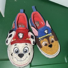 Paw Patrol Toddler Slip-On Shoes Chase Marshall Size 7/8 Blue/Red