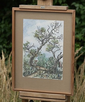 Watercolor Mallorca Cala Major Genova 1986 Signed Fontaine 83 Framed