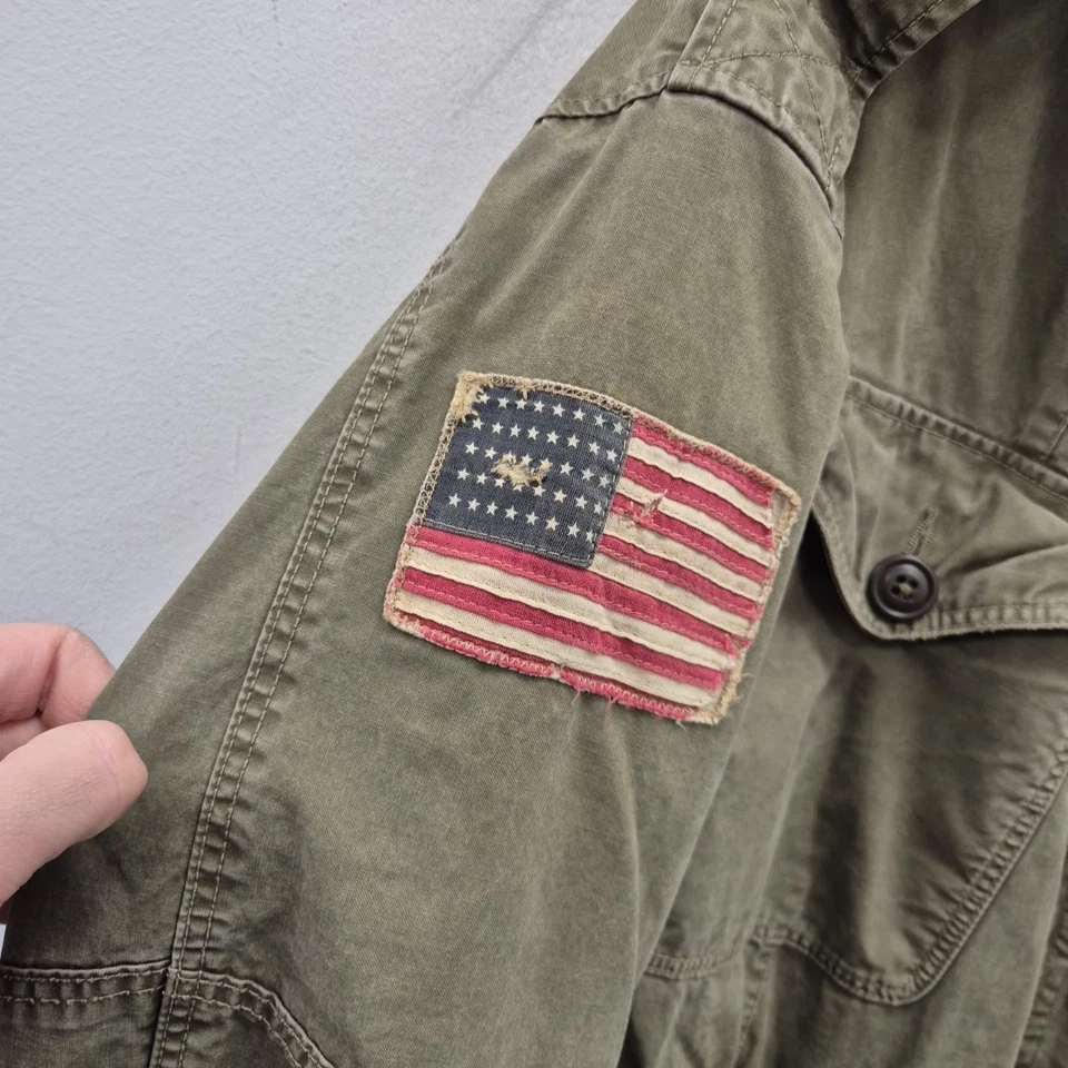 Ralph Lauren Polo M43 Ejército EE. UU. Bandera Utilidad Campo Carga Abrigo Chaqueta Talla Mediana Foto 3 de 4