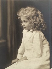 1910  s Antique PHOTO Edwardian Young School Girl Beauty Long Curly Hair