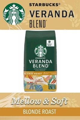 12oz Starbucks Veranda Whole Bean Blonde Roast Arabica Coffee EXP: 02/25