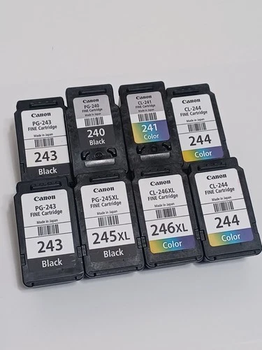 8 Genuine CANON Empty Virgin INK CARTRIDGES - 245XL, 240, 243, 246XL, 241, 244